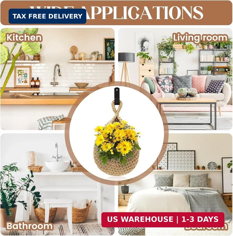 Wall Hanging Baskets for Organizing - 3 Pack Hanging Fruit Basket with 6 Pcs Str gallery