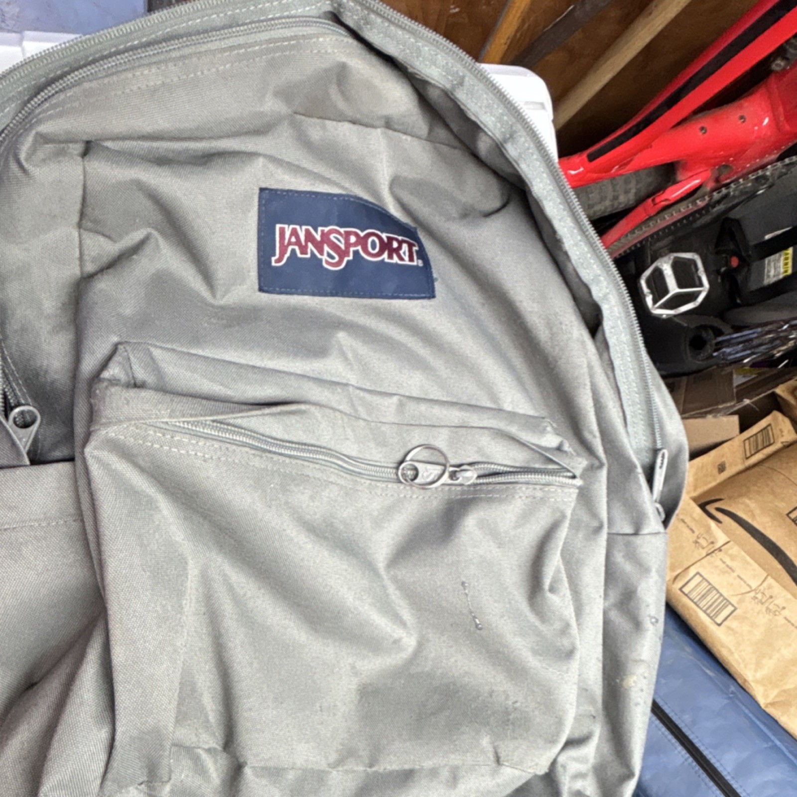 JanSport SuperBreak Plus Hiking Backpack Gray Black Polyester Adjustable Straps