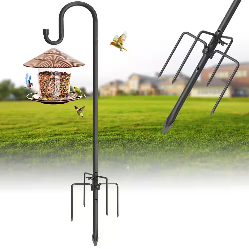 78 In. Adjustable Black Steel Rustproof Garden Hook W/ 5 Prongs for Hanging Bird gallery