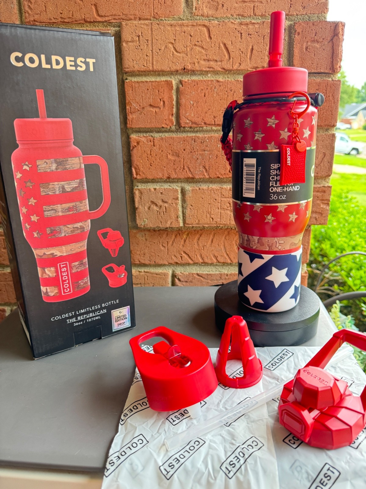 2DAY SALE Rare Coldest 36oz Limitless THE REPUBLICAN with 3 Lids Leak proof,NIB gallery