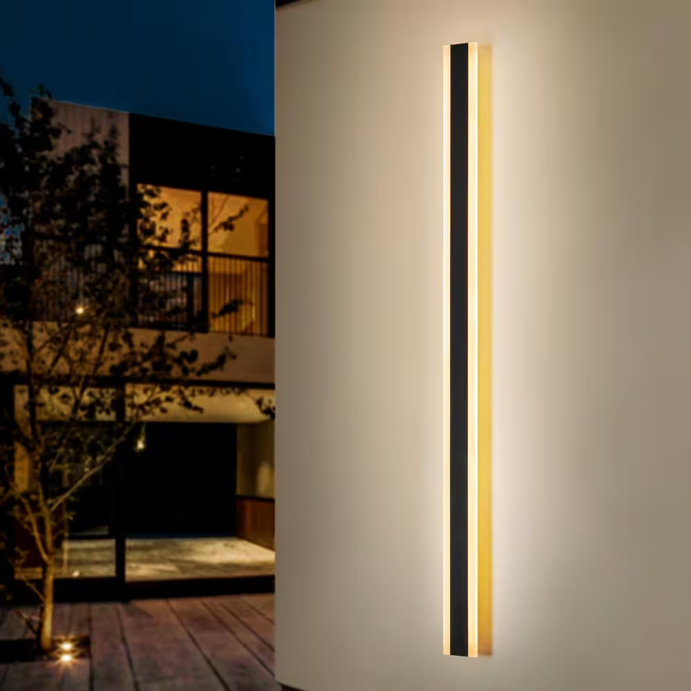 Hannah 59 In. Modern Linear Acrylic IP65 Waterproof Hardwired Black Outdoor Barn gallery