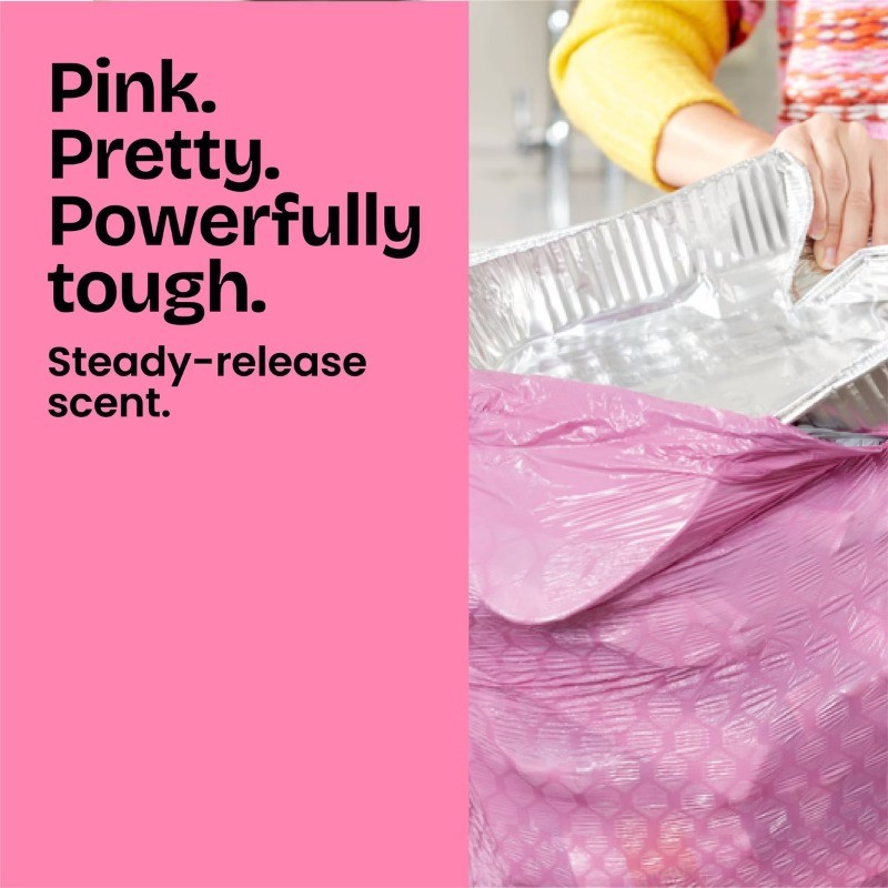 Glad ForceFlex MaxStrength Tall Kitchen Drawstring Pink Trash Bags - 13gal/45ct gallery