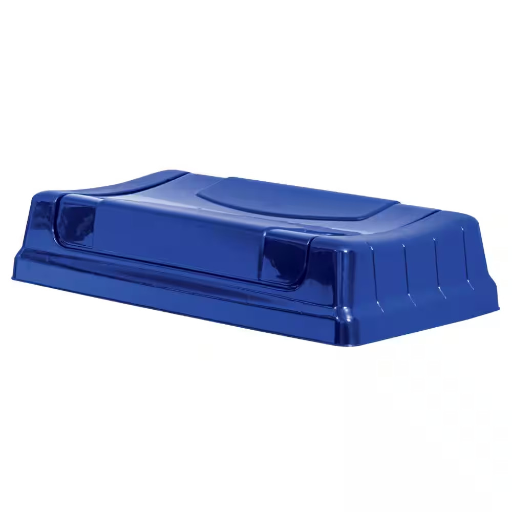 United Solutions Highboy Swing Open Lid Recycling Blue Indoor Trash Can Cover gallery
