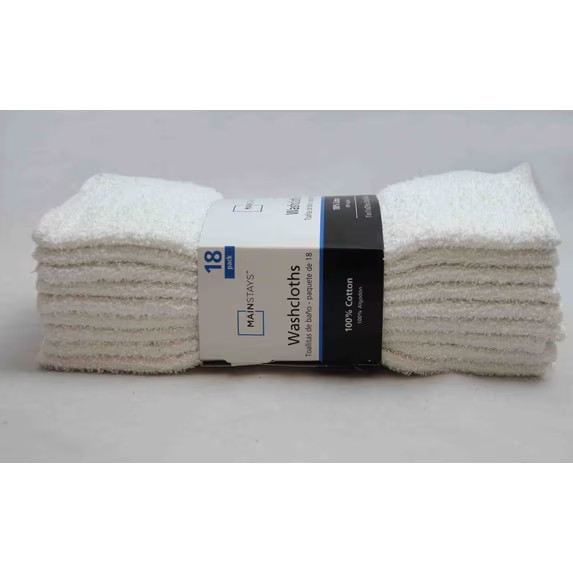 Mainstays 18-Pack Washcloth Bundle, White FREE SHIPPING gallery