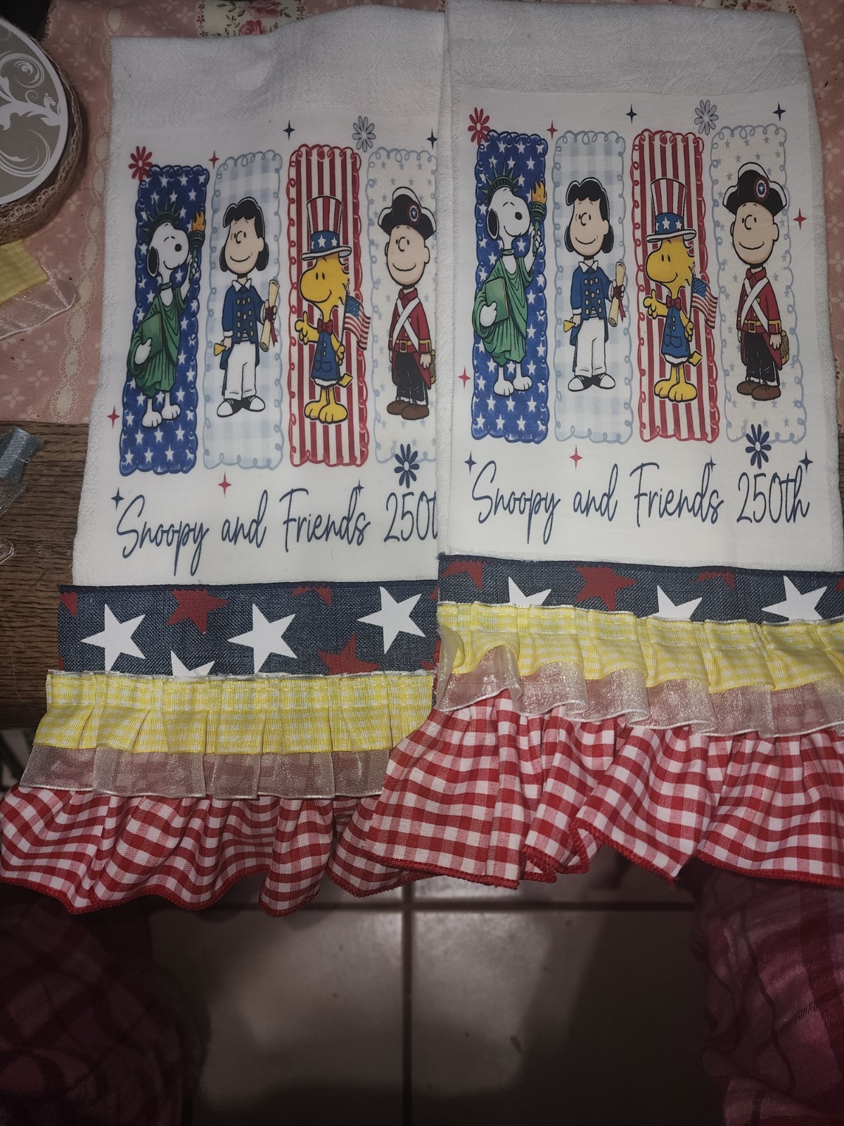 Patriotic Peanuts Kitchen Towels • Snoopy & Friends 250th • Americana Decor gallery