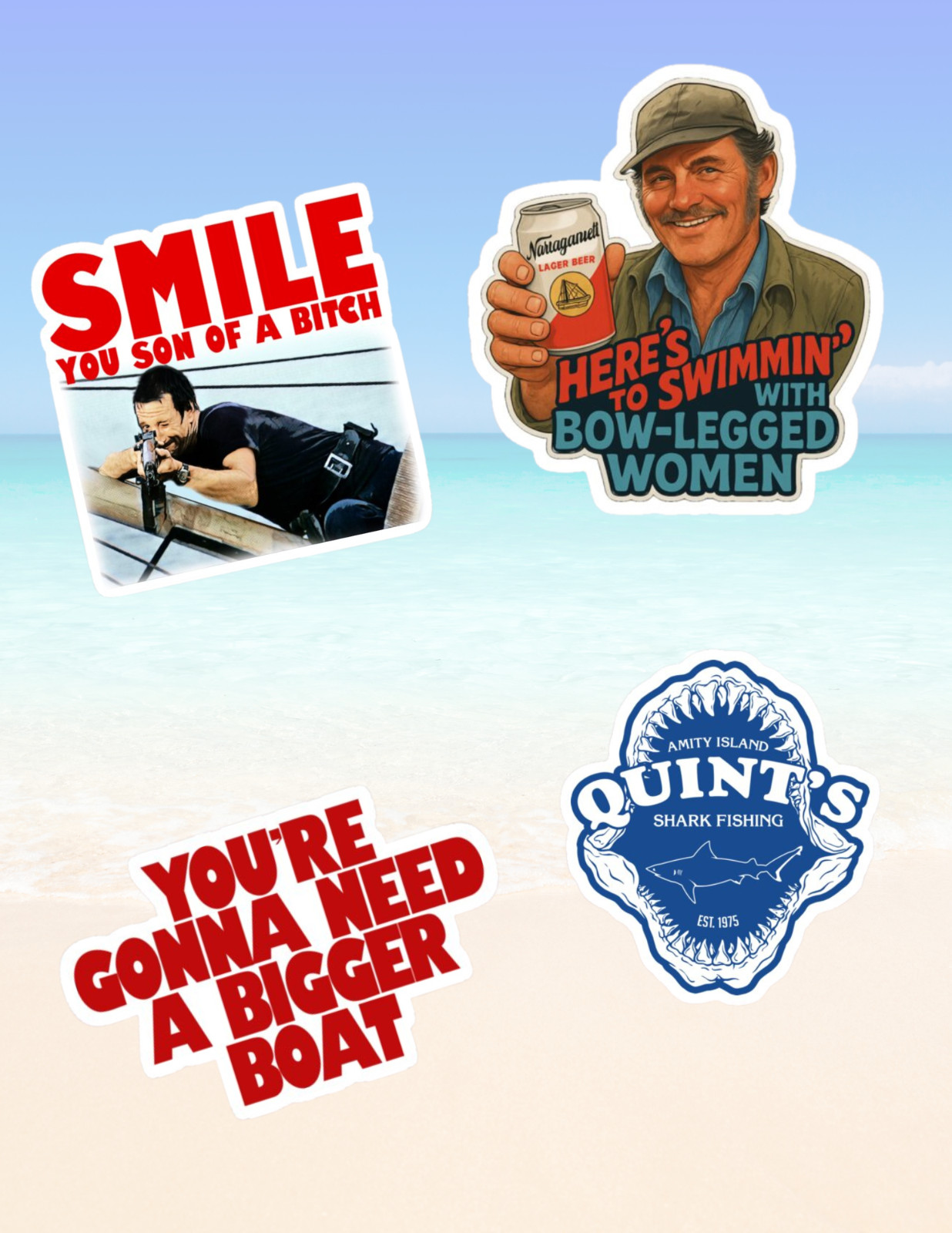 Jaws Horror Movie 4 Pc Sticker Pack gallery