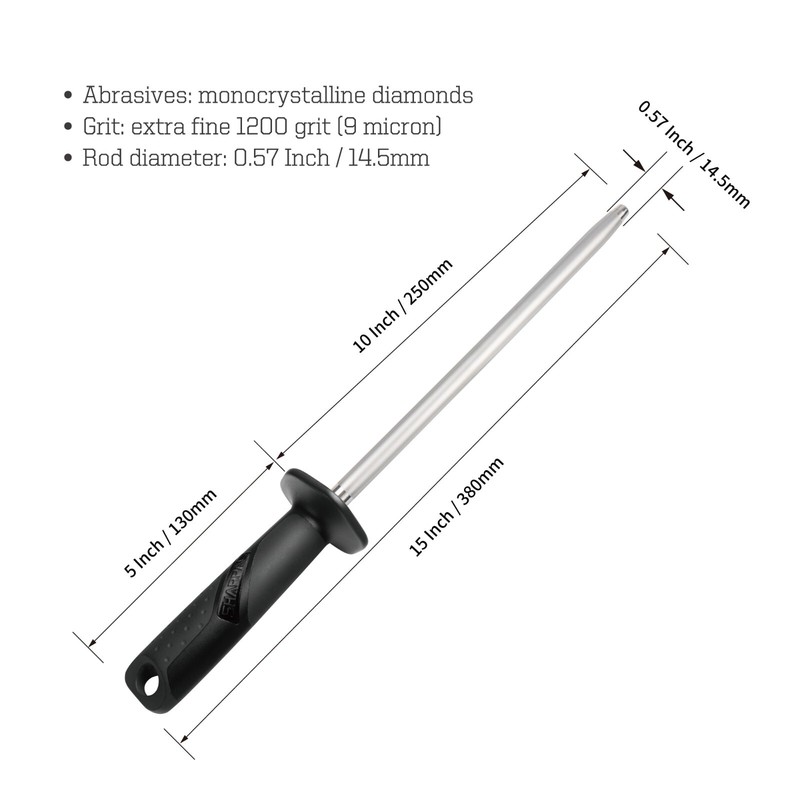 Diamond Solid Sharpening Steel Professional Knife Blade Sharpener Honing Rod gallery