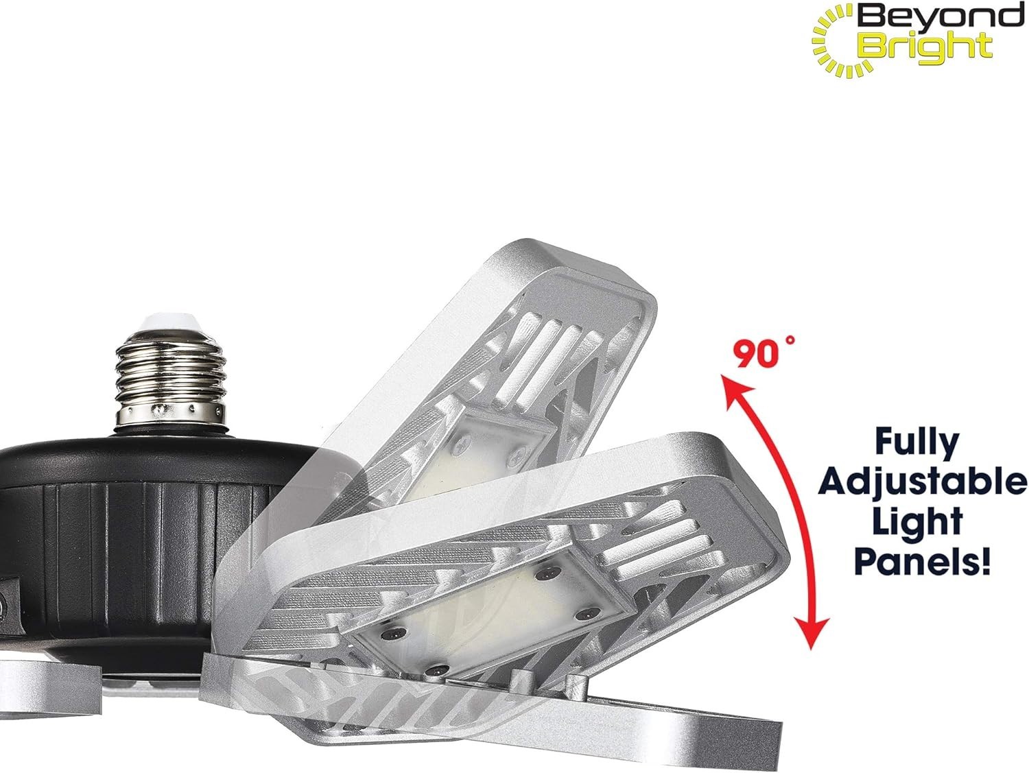 BEYOND BRIGHT 3500 Lumens 3 Panel LED Ultra-Bright Socket Screw-In Garage Light gallery