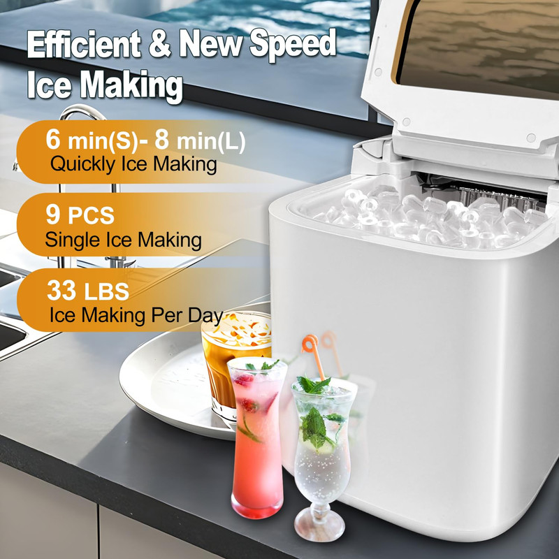 Ice Makers Countertop - Pebble Ice Maker Machine with App, 30 Mins Self Cleaning gallery