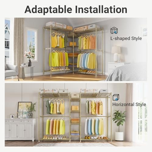 Expandable Clothes Rack Adjustable from 62 to 96 Inches 4 Shelves Storage gallery