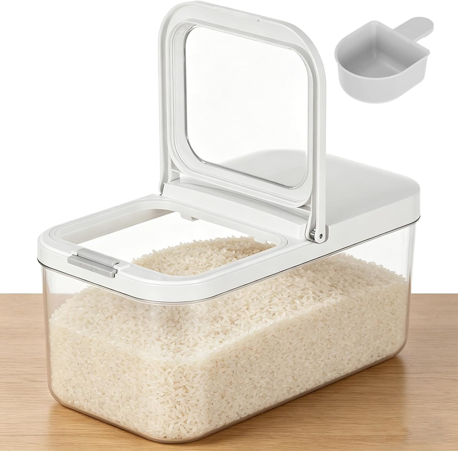 11 lbs Rice Dispenser with Measuring Spoon 6Qt/6L Tall and Narrow Food Storage gallery