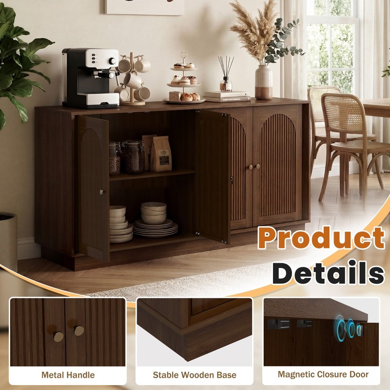 Sideboard Buffet Cabinet with Storage, Modern Accent Cabinet with Arched Doors gallery