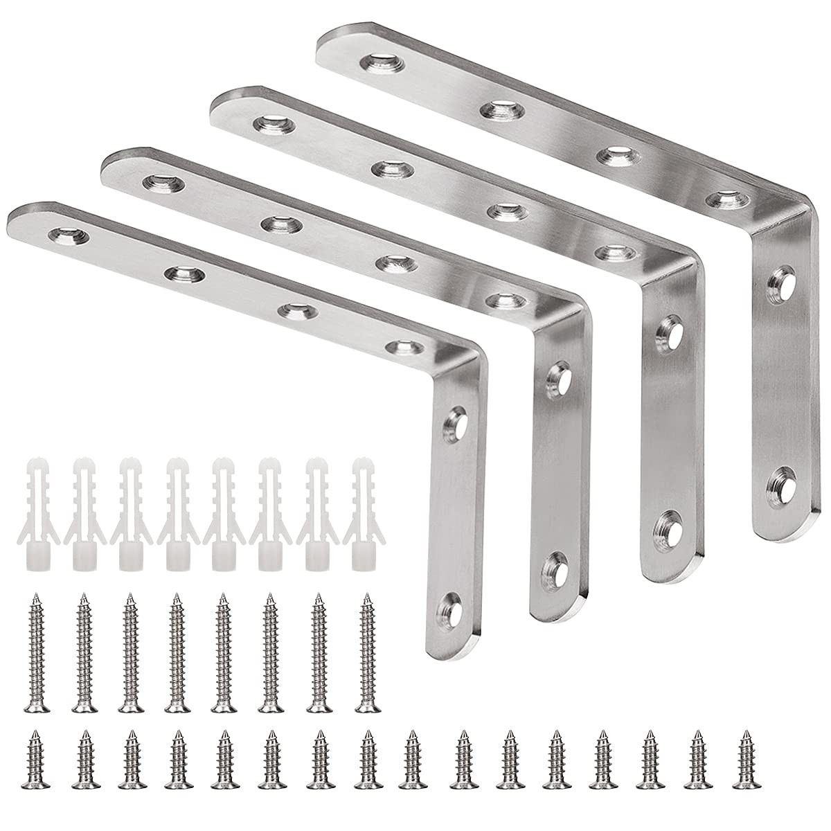 L Bracket 5"" x 3"" Max Load 35lb/15KG Heavy Duty Stainless Steel Solid Shelf Su gallery