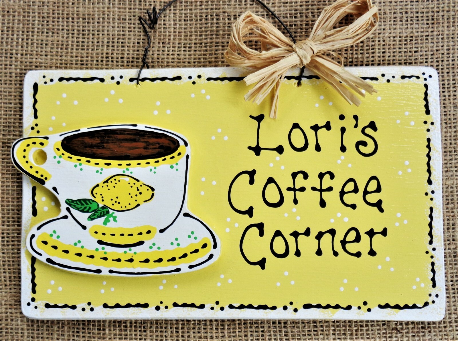 Personalize LEMON COFFEE CORNER SIGN Kitchen Wall Art Door Hanger Plaque Decor gallery