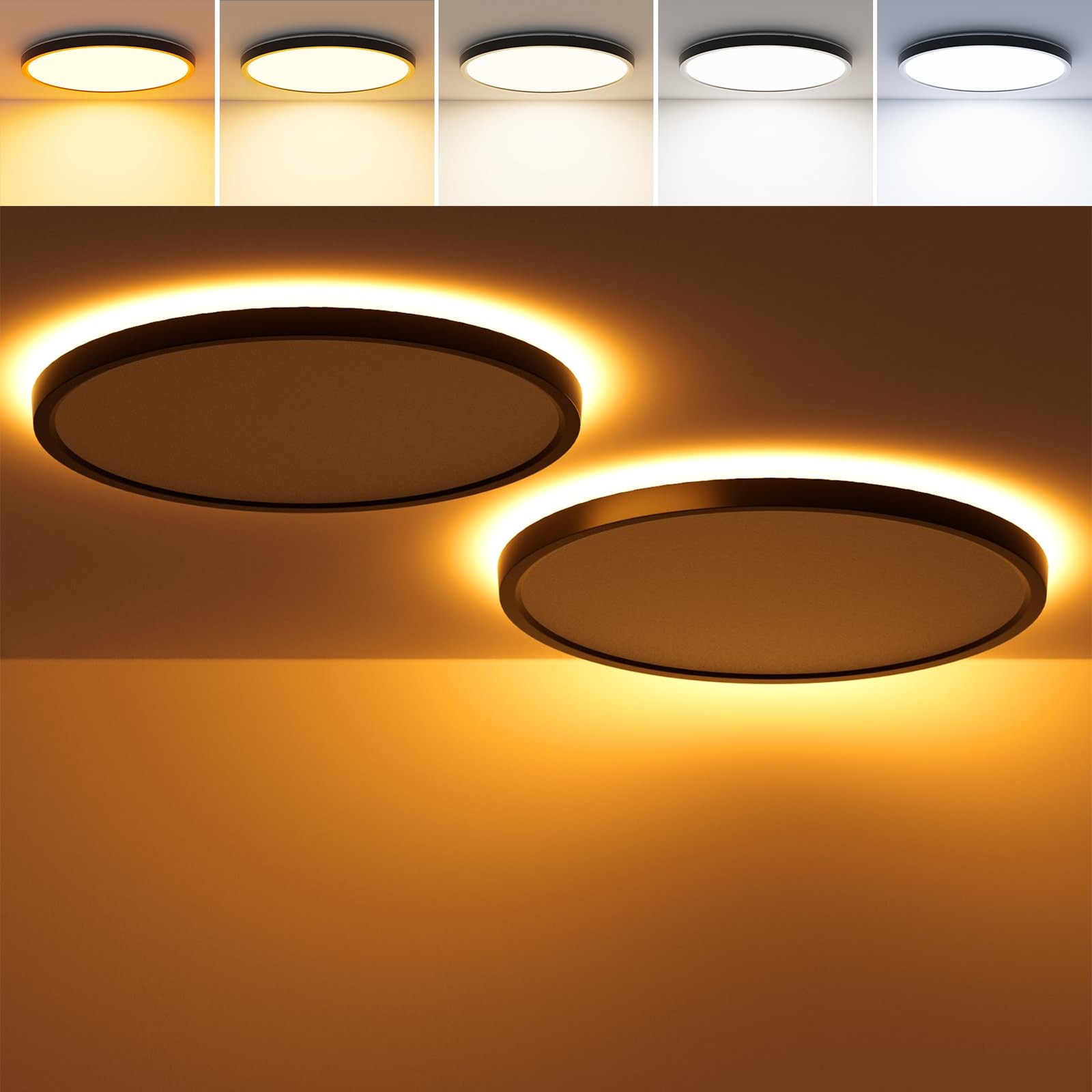 COLWATT 2-Pack 12 Inch LED Flush Mount Ceiling Light with Night Light, 24W 26... gallery