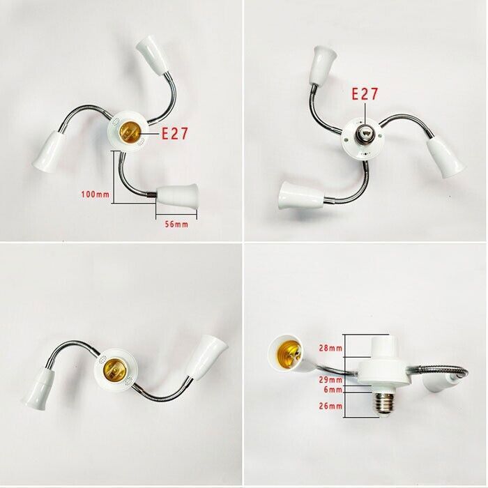 Adjustable Base Light Socket Splitter E26 Bulb Holder 2 3 4 5 In 1 Way Adapter gallery