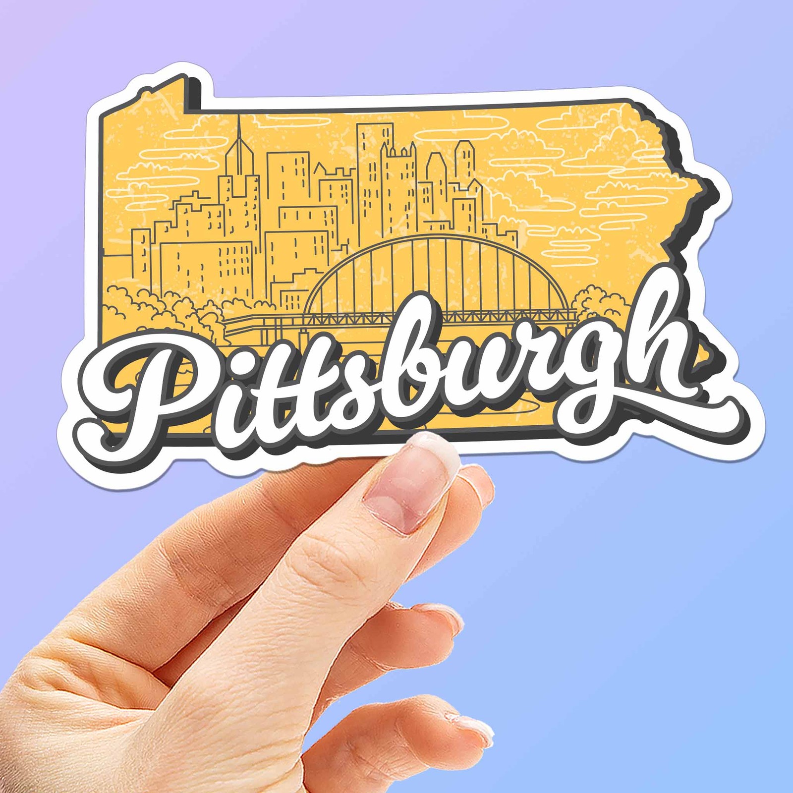 Retro Pittsburgh PA Map Sticker - PGH Pennsylvania Decal gallery