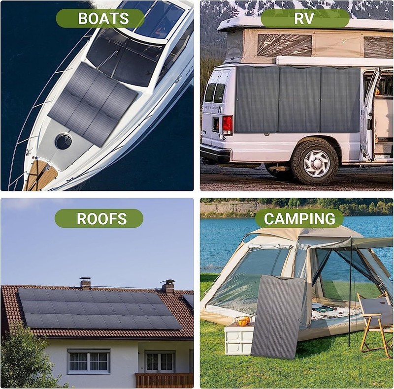 ALLPOWERS 100W OR 200W Flexible Mono Solar Panel Efficiency IP68 For Roof Boat gallery