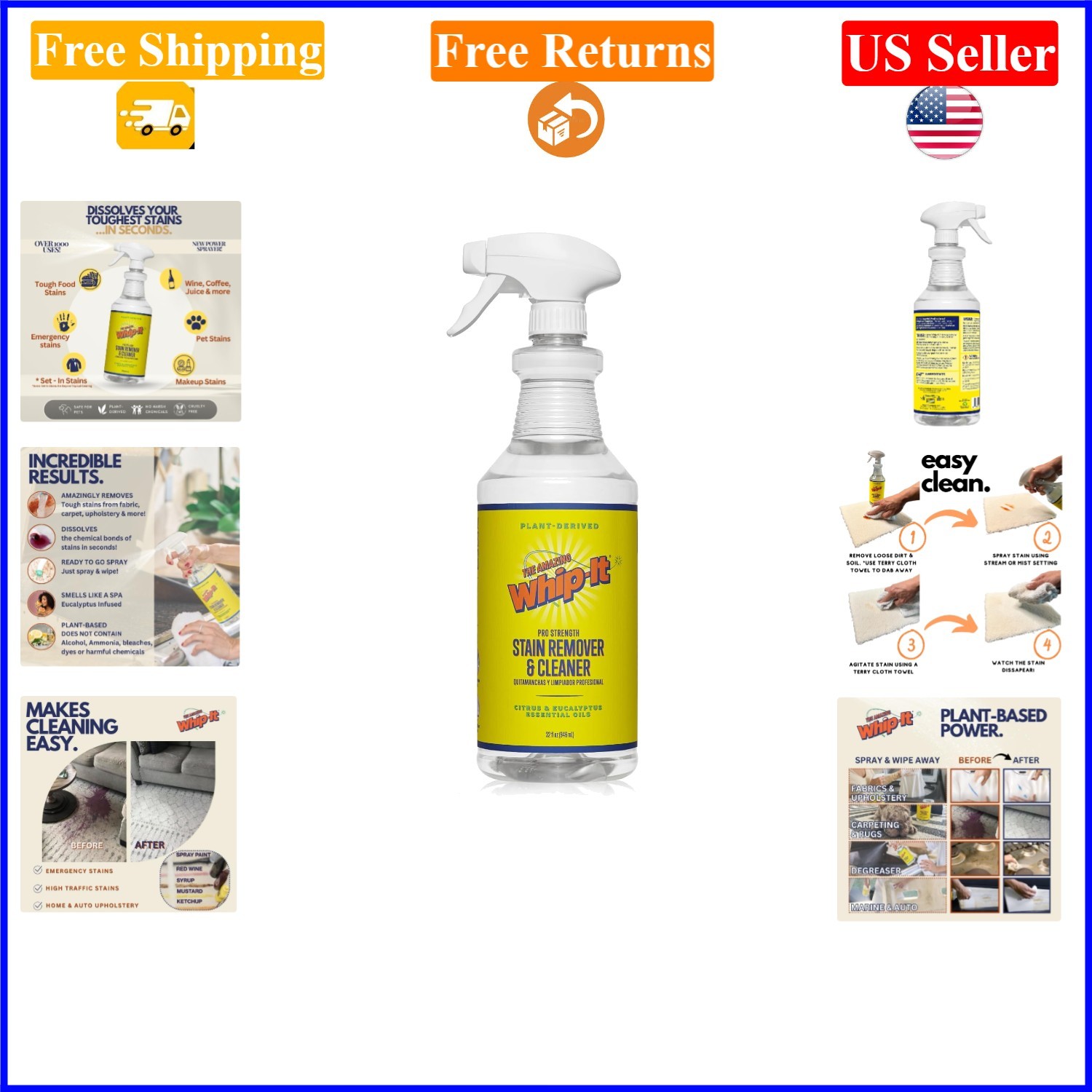 Whip It 32oz Multi-Purpose Plant-Based Stain Remover, Citrus & Eucalyptus gallery