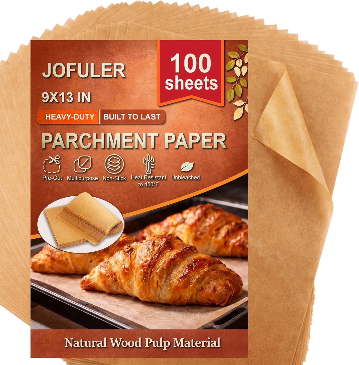 100Pcs Parchment Paper Sheets, 9X13 in Unbleached Parchment Paper for Baking gallery