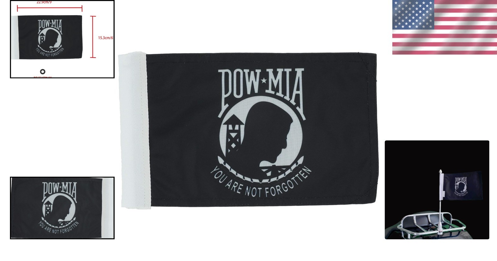 Veteran’s Day POW MIA Motorcycle Flag - High-Quality Fabric in Multiple Sizes gallery