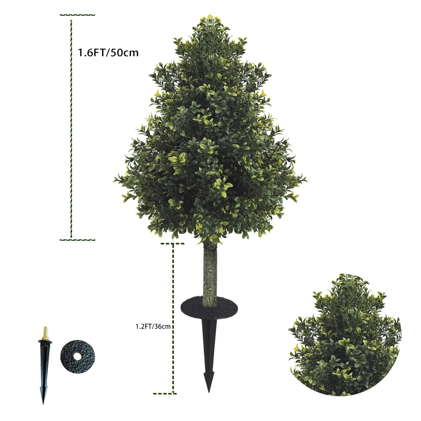 2Pack Artificial Boxwood Topiary, Outdoor Fake Evergreen Plants with GroundStake gallery