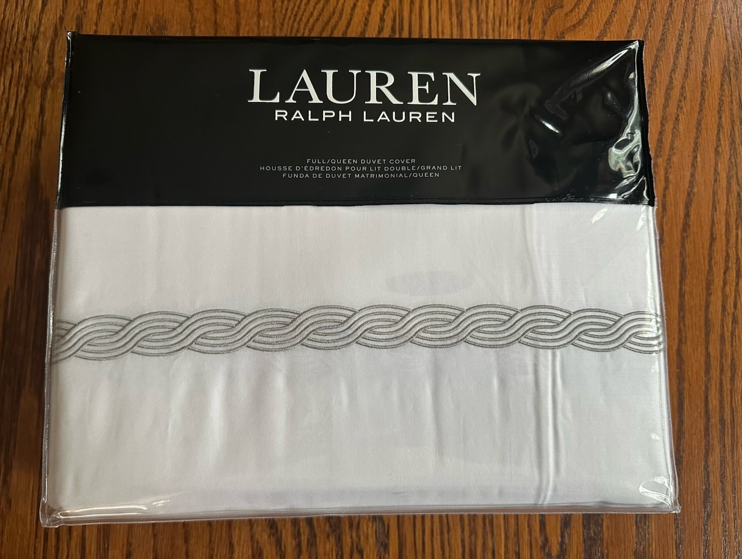 Ralph Lauren FULL / QUEEN Spencer Cable Embroidery Duvet Cover Stone Grey 92x96 gallery
