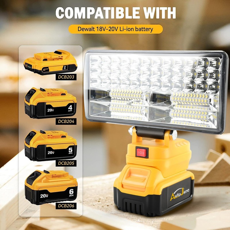 90W LED Work Light for DeWalt 20V battery 9000LM Flood Light with USB Port Lamp gallery