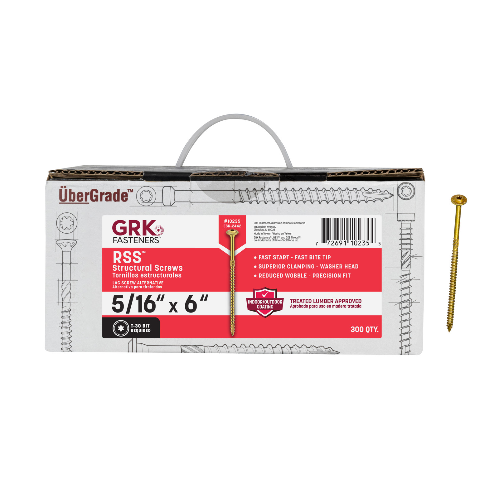 GRK Fasteners RSS™ 5/16 x 6 Inch, Rugged Structural Screws, 300 PCS, Rust gallery