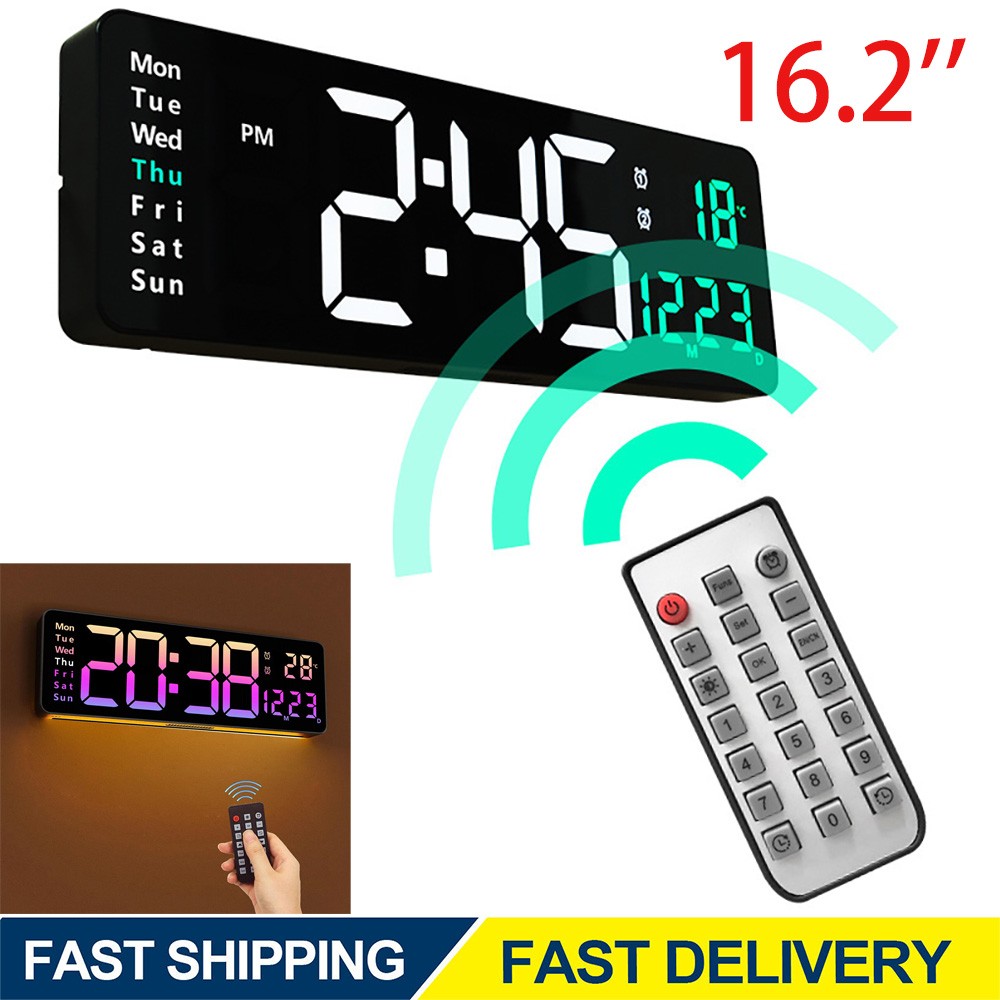 Digital LED Large Display Wall Desk Alarm Clock With Calendar Temperature Date gallery