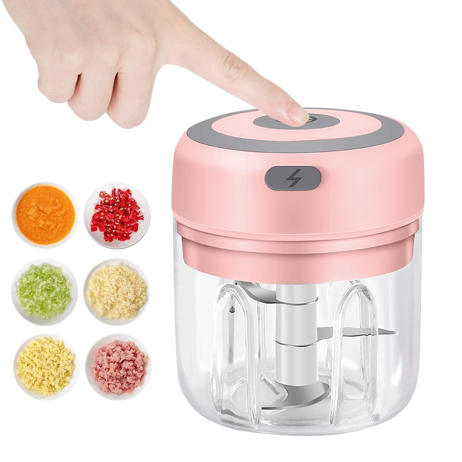 Electric 300ML Garlic Press Chopper Chili Onion Fruits Meat Mincer Blender Mixer gallery