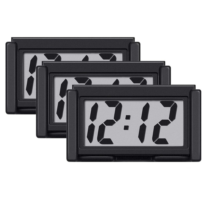 3PCS Small Digital Clock Mini Adhesive Stick On For Car Home Office Use New Set gallery