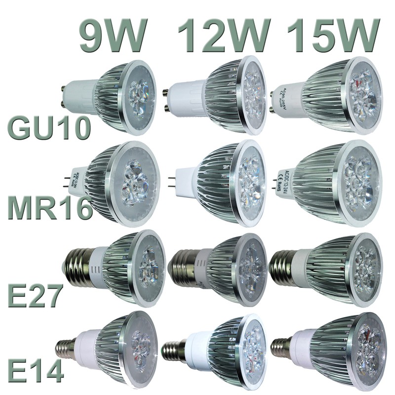 GU10 MR16 E27 E14 Led Bulb Spotlight 9W 12W 15W Dimmable Lamp for Home Lighting gallery