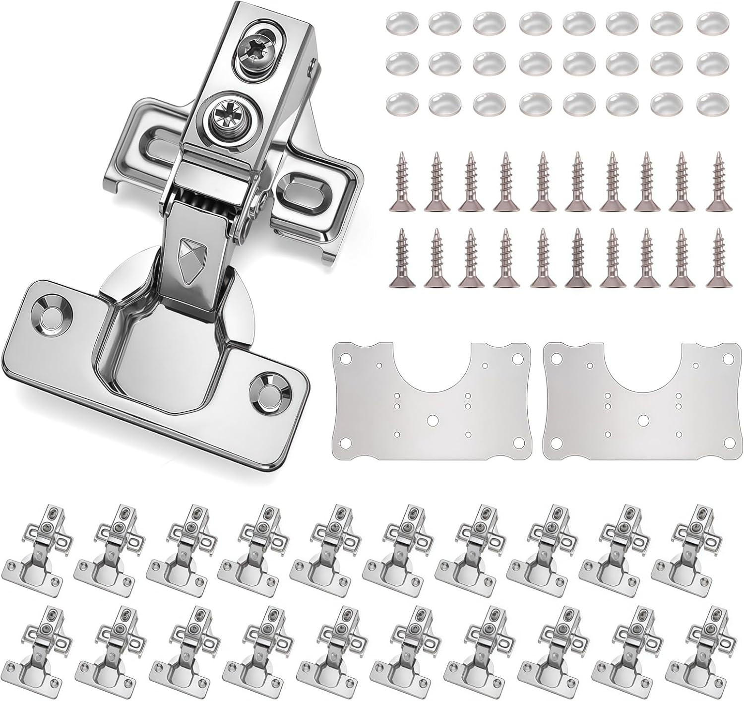 Concealed 105° Soft Close Cabinet Hinges - 24 Pack for 1/2" Overlay gallery