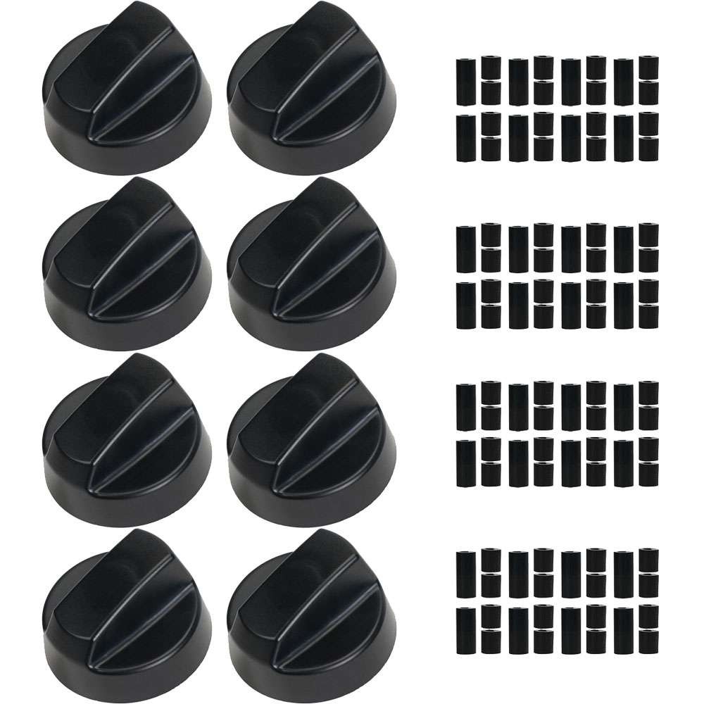 8 Pack D-shaped Control Knobs Replacement with 24 Adapters for Oven/Stove/Range