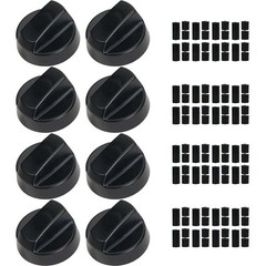 8 Pack D-shaped Control Knobs Replacement with 24 Adapters for Oven/Stove/Range