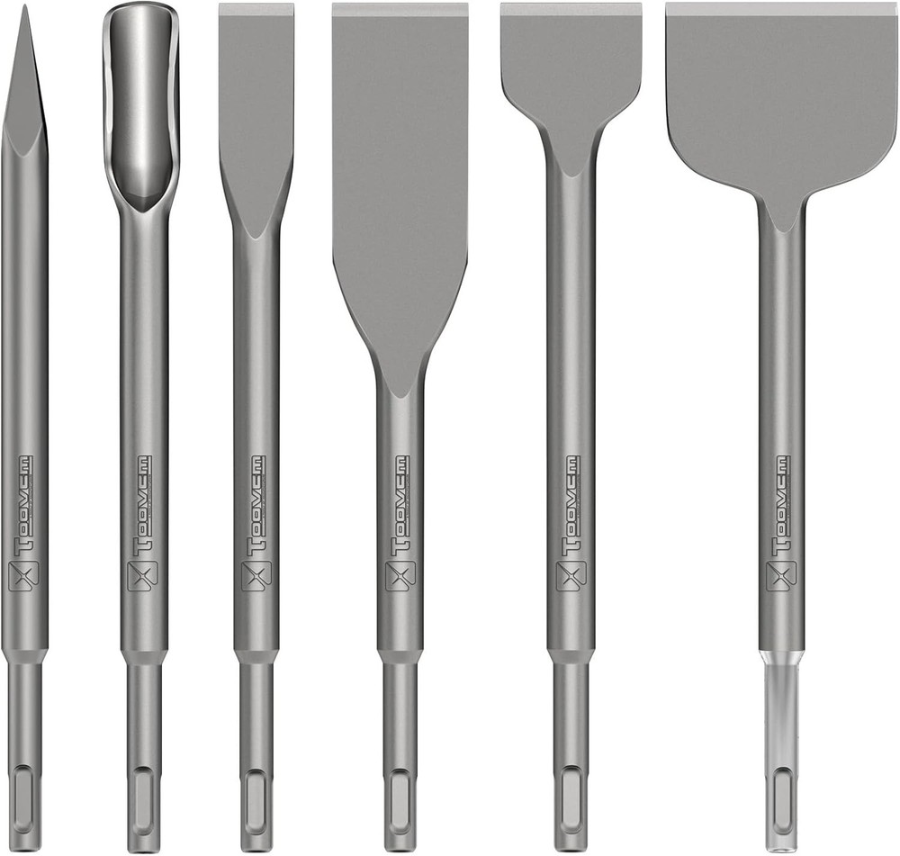 TOOVEM 6pc SDS Plus Chisel Set for Rotary Hammer Tile & Mortar Removal