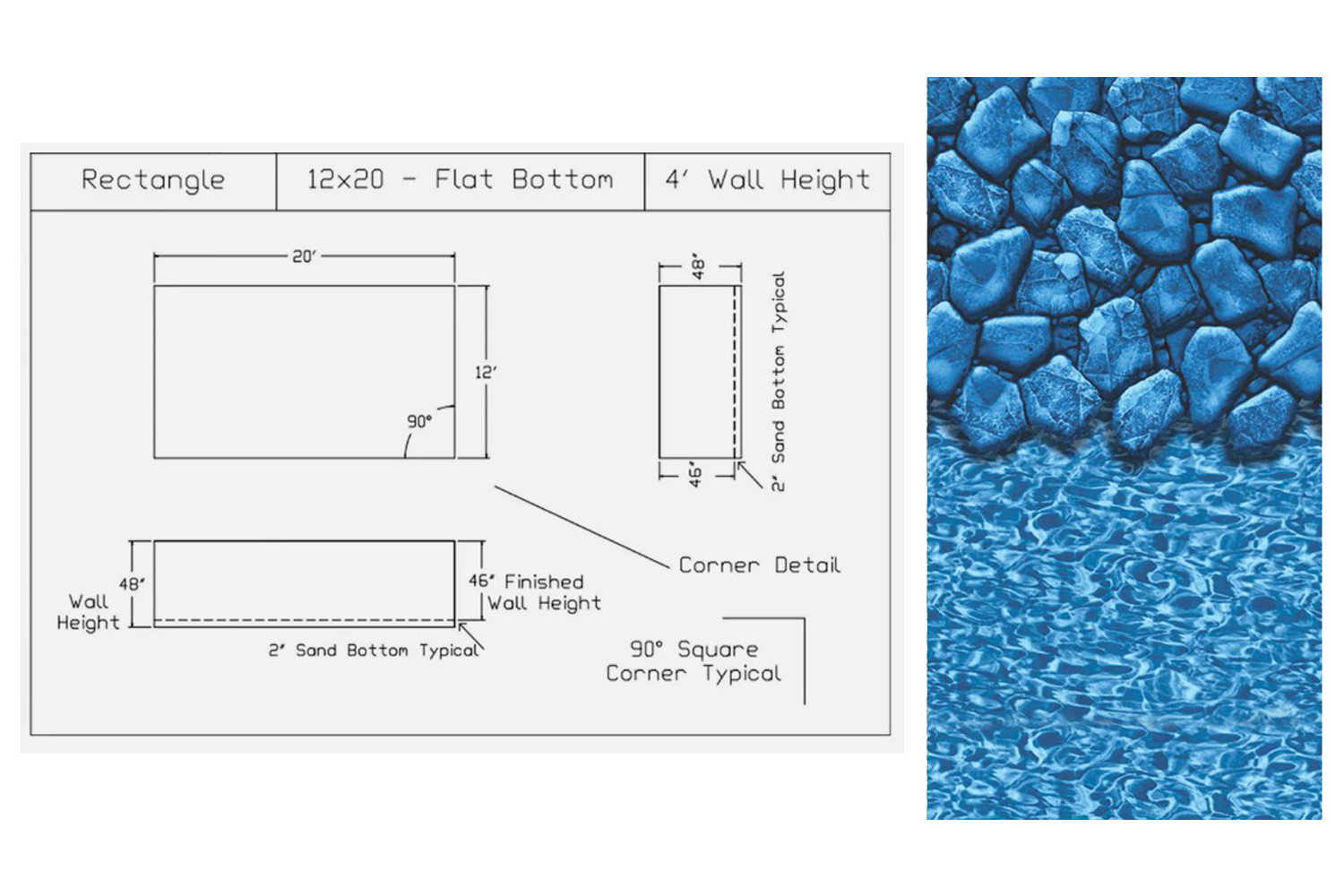 12' x 20' Rectangle 4' Flat Bottom Swimming Pool Liner use w/ Fanta-Sea™ Pool gallery
