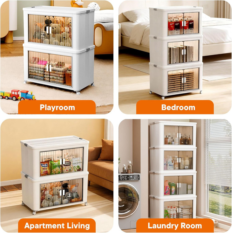 Stackable Storage Bins with Individual Lids and Front Doors, Modular Organizer w gallery