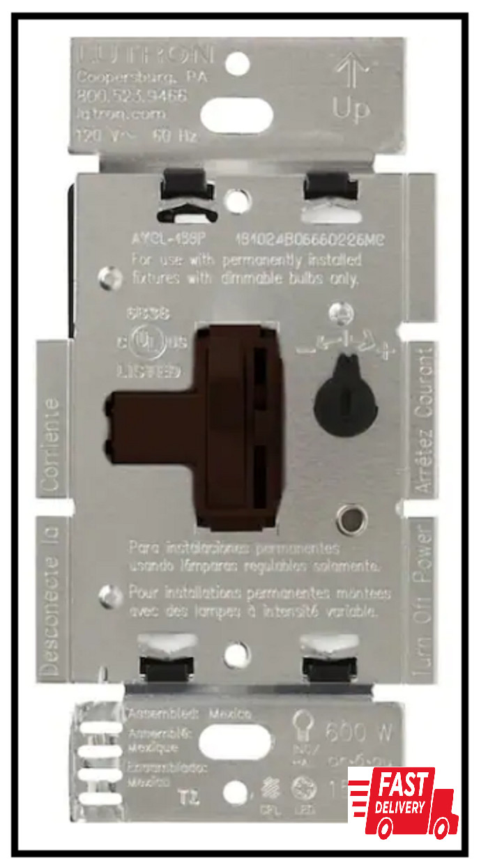 Dimmer Switch Toggler LED Halogen and Incandescent Bulbs Brown 1-Pole Or 3-Way gallery