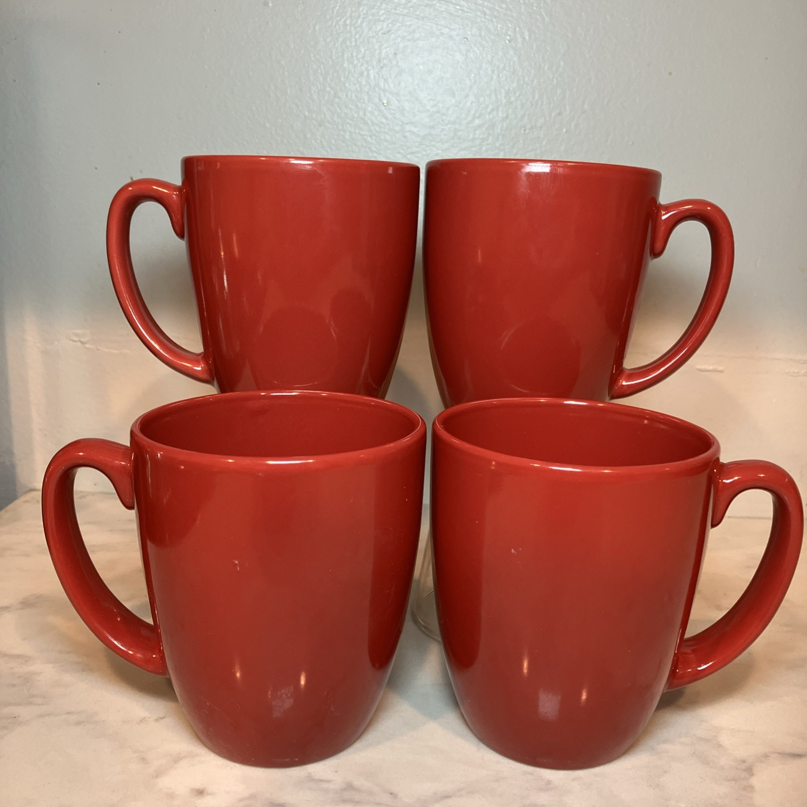 Corelle Stoneware Red Coffee Mug Set Solid Color Round 4-Piece gallery