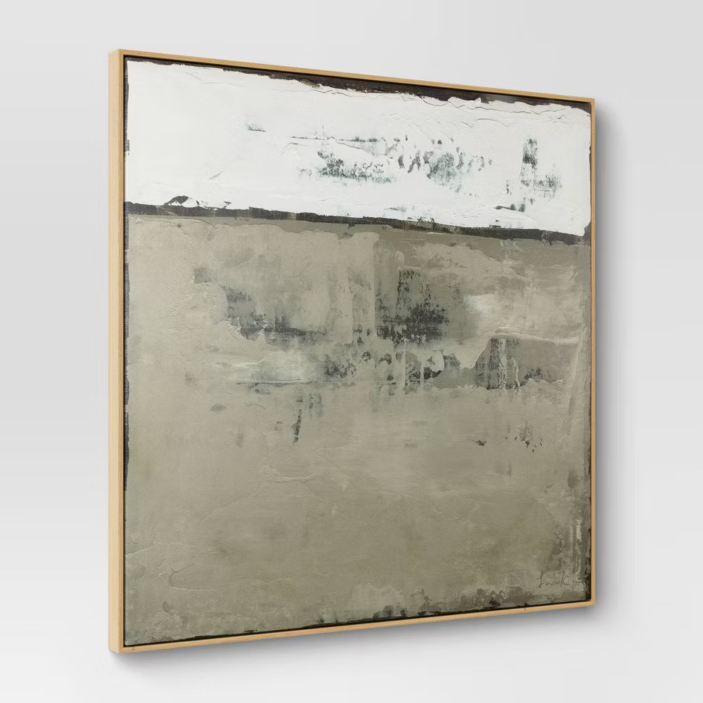 33"x33" Color Block Abstract Canvas Framed Art Neutrals - Threshold gallery