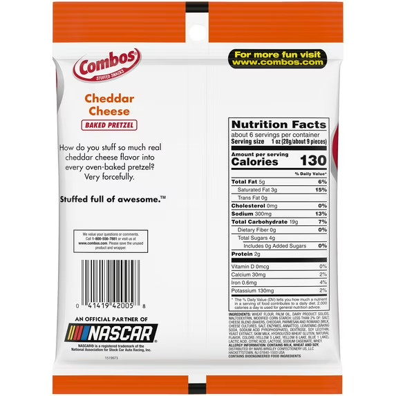 Combos Stuffed Cheddar Cheese Baked Pretzel Snacks 6.3 oz gallery