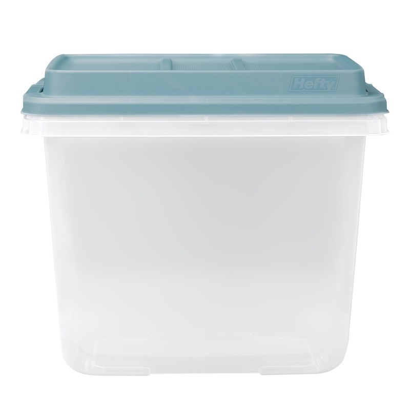 Hefty 6 Pack 32 Quart Lift Off Stackable Plastic Storage Bin and Lid, Clear/Gray gallery