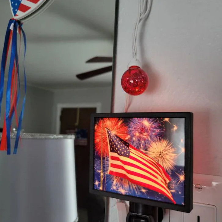 USA Flag Fireworks Night Light Plug In Decor FREESHIP USA gallery