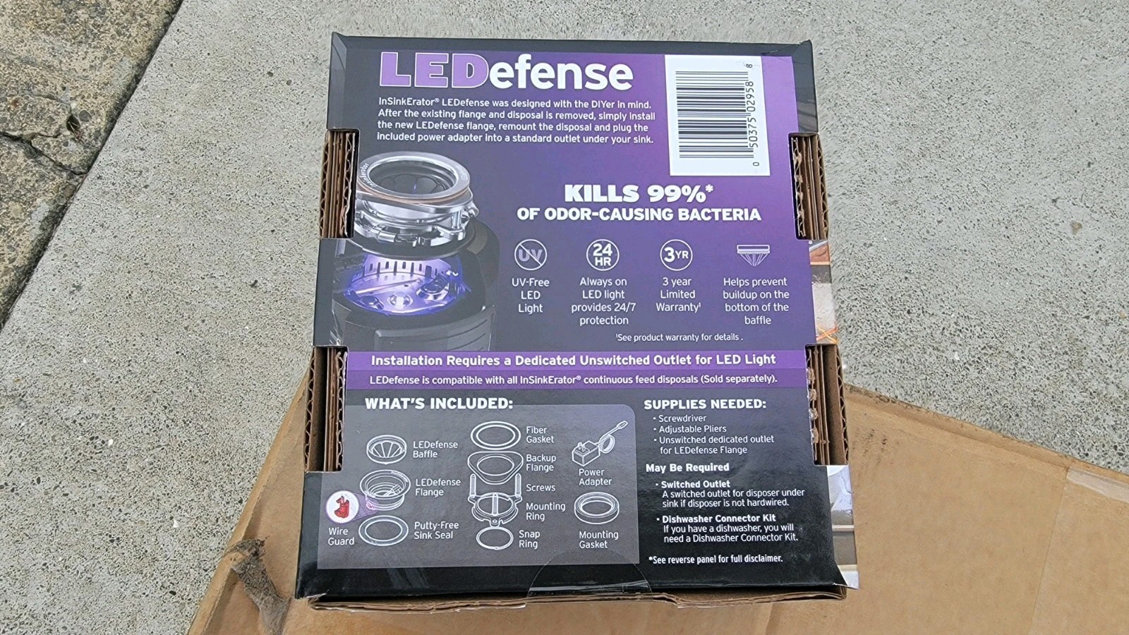 InSinkErator LEDefense Garbage Disposal Flange Antimicrobial LED Light NEW NIB gallery