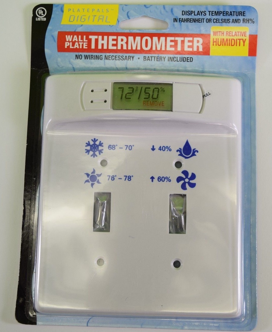 White Double Wall Light Switch Plate Digital Thermometer Humidity Thermostat gallery