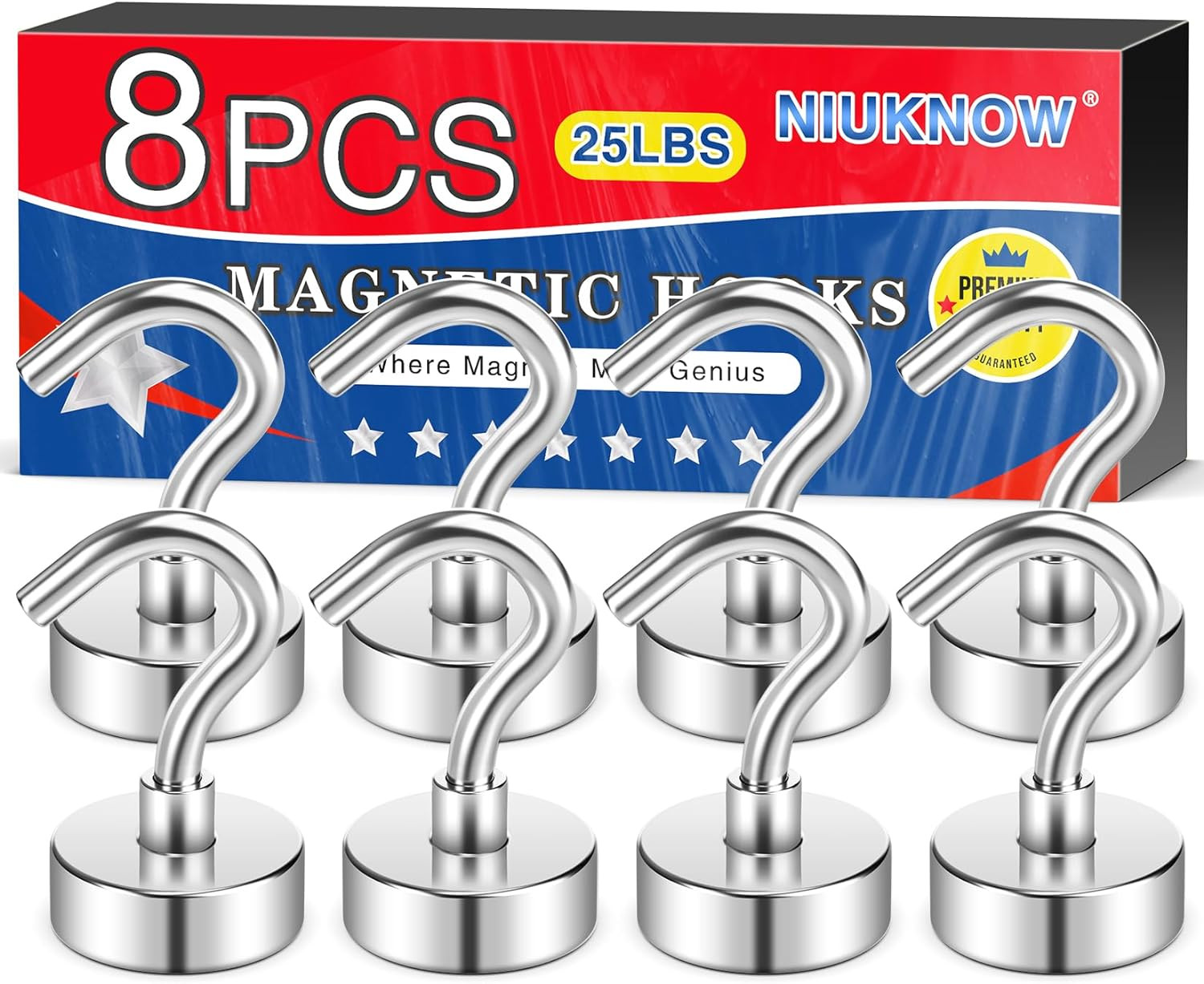 8Pack Heavy Duty Magnetic Hooks, 25 Lbs Strong Magnet Hooks for Hanging, Magnet gallery