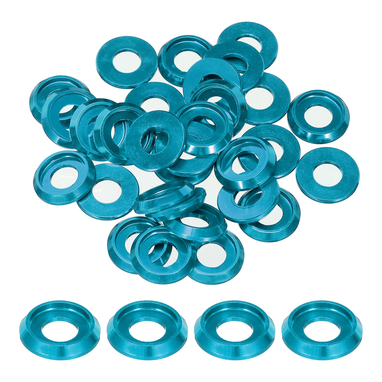 M6 Cone Cup Countersunk Washers,Hole Dia 6mm/0.24" Aluminum 40PCS(Light Blue) gallery