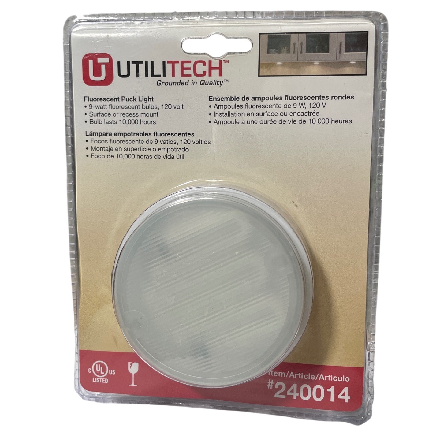 Utilitech Fluorescent Puck Light 9W 120V Model 240014 Under Cabinet Lighting New gallery